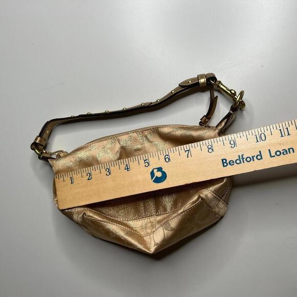 Coach Metallic Gold Signature Jacquard Small Hobo Shoulder Bag Red Lining F0969 - Picture 5 of 8